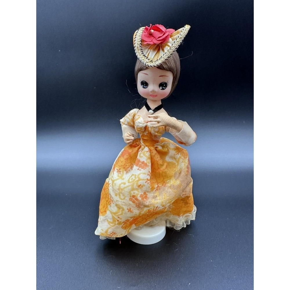 Vintage Bradley Big Eye‎ Stocking Doll 70's Korea Yellow Southern Belle Collette